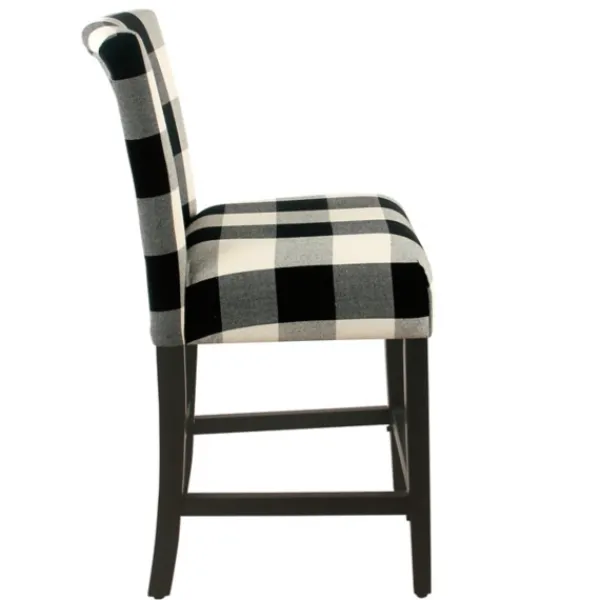 Bar Stools & Counter Height Stools-Kirkland's Home Black And White Buffalo Check Counter Stool Black/White