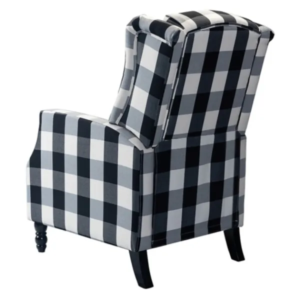 Accent Chairs-Kirkland's Home Black And White Buffalo Check Wingback Recliner Black/White