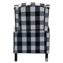 Accent Chairs-Kirkland's Home Black And White Buffalo Check Wingback Recliner Black/White