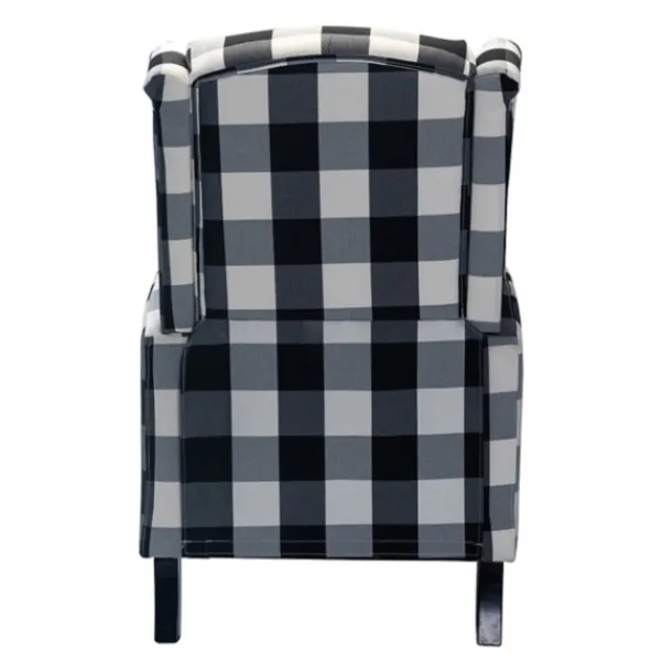 Accent Chairs-Kirkland's Home Black And White Buffalo Check Wingback Recliner Black/White