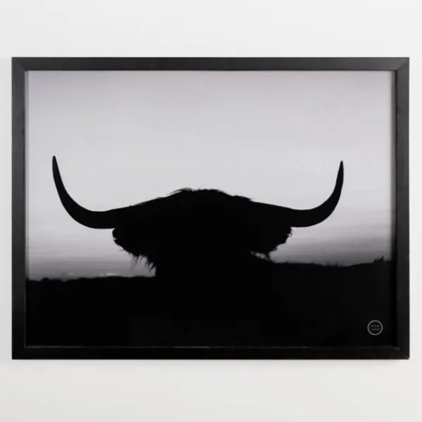 Framed Art-Kirkland's Home Black And White Bull Silhouette Framed Art Print Black/White