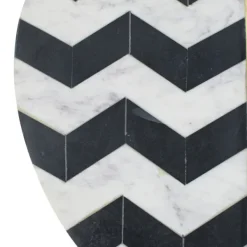 Accent & End Tables-Kirkland's Home Black And White Chevron Marble Accent Table