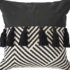 Pillows-Kirkland's Home Black And White Chevron Pillow With Tassels Black/White