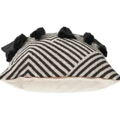 Pillows-Kirkland's Home Black And White Chevron Pillow With Tassels Black/White
