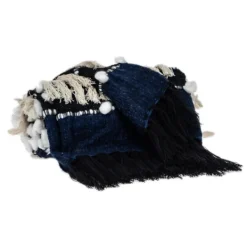 Blankets & Throws-Kirkland's Home Black And White Eclectic Woven Throw With Tassels Black/White