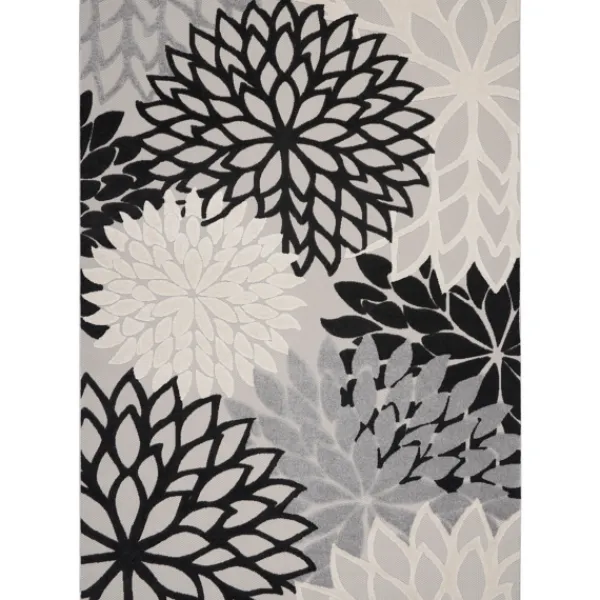 Outdoor Rugs-Kirkland's Home Black And White Floral Outdoor Area Rug, 7X10 Black/White