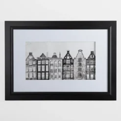 Framed Art-Kirkland's Home Black And White Houses Framed Art Print Black/White