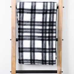 Blankets & Throws-Kirkland's Home Black And White Railroad Plaid Throw Black/White