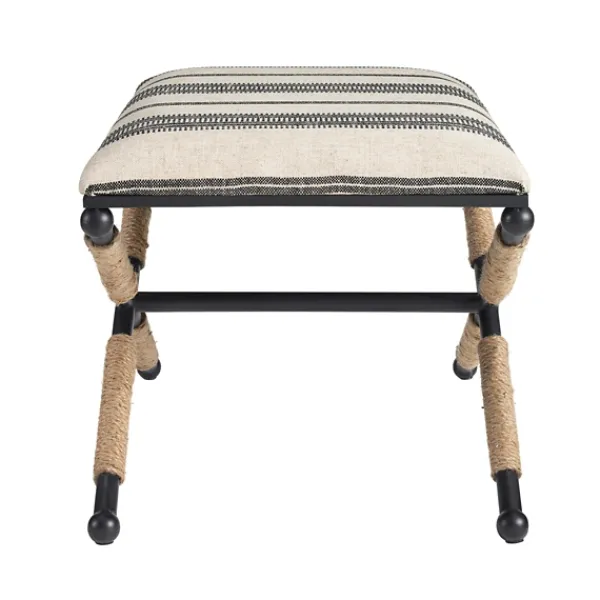 Benches & Ottomans-Kirkland's Home Black And White Striped Upholstered Ottoman Black/White
