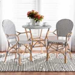 Dining Chairs-Kirkland's Home Black And White Woven Dining Chairs, Set Of 2 White/Black