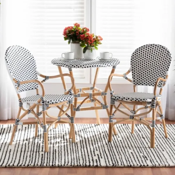 Dining Chairs-Kirkland's Home Black And White Woven Dining Chairs, Set Of 2 White/Black