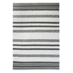 Outdoor Rugs-Kirkland's Home Black And White Woven Stripe Outdoor Area Rug, 5X7 Black/White