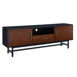 Tv Stands & Media Consoles-Kirkland's Home Black And Wood 2-Door Media Cabinet Brown