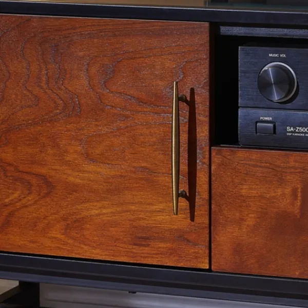 Tv Stands & Media Consoles-Kirkland's Home Black And Wood 2-Door Media Cabinet Brown