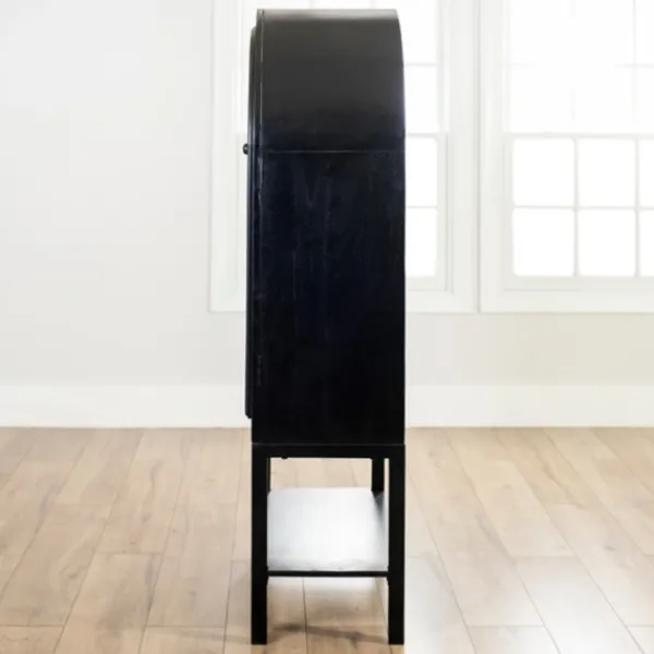 Cabinets & Sideboards-Kirkland's Home Black Arch Wood Bar Cabinet