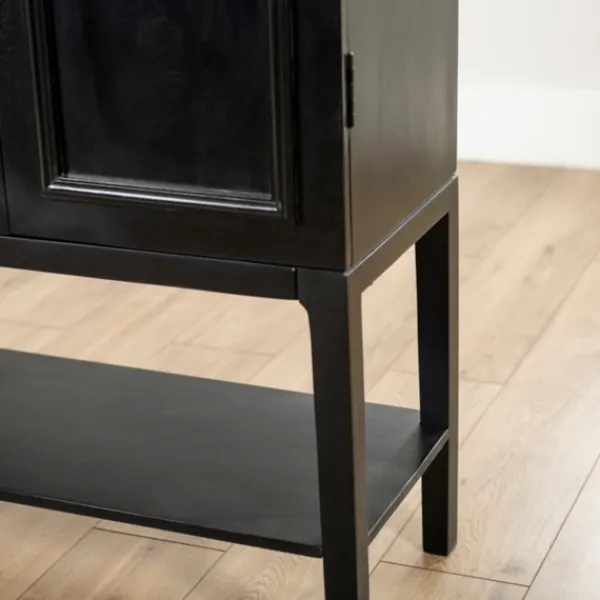Cabinets & Sideboards-Kirkland's Home Black Arch Wood Bar Cabinet