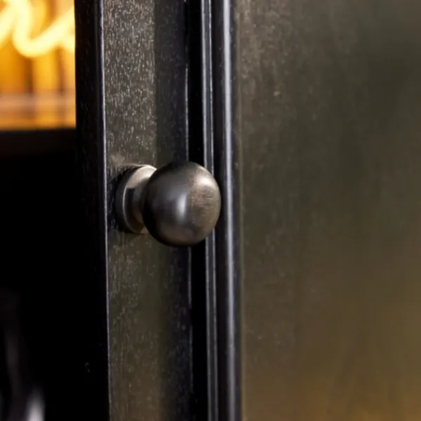 Cabinets & Sideboards-Kirkland's Home Black Arch Wood Bar Cabinet