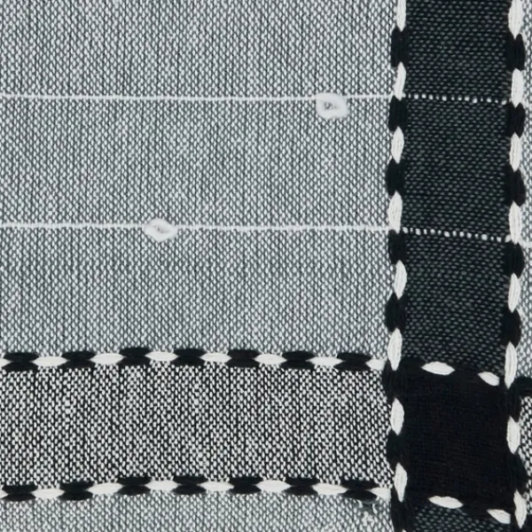 Blankets & Throws-Kirkland's Home Black Banded Tassel Edge Throw Black/White/Gray