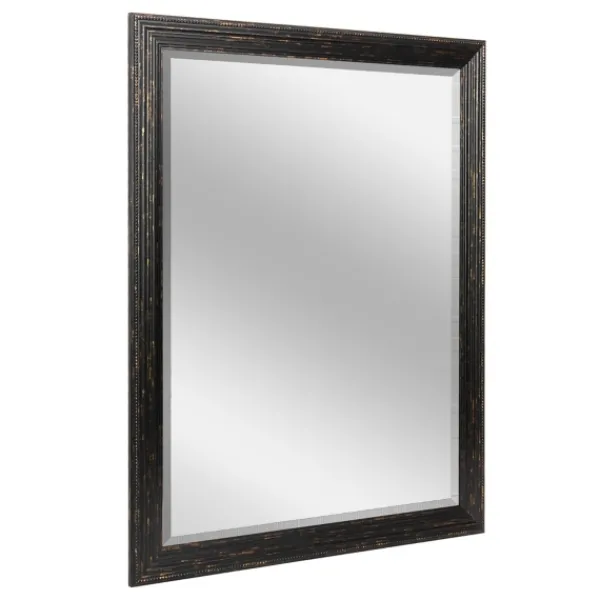 Framed Mirrors-Kirkland's Home Black Beaded Frame Beveled Vanity Wall Mirror