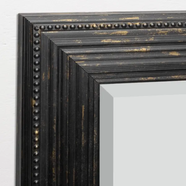 Framed Mirrors-Kirkland's Home Black Beaded Frame Beveled Vanity Wall Mirror