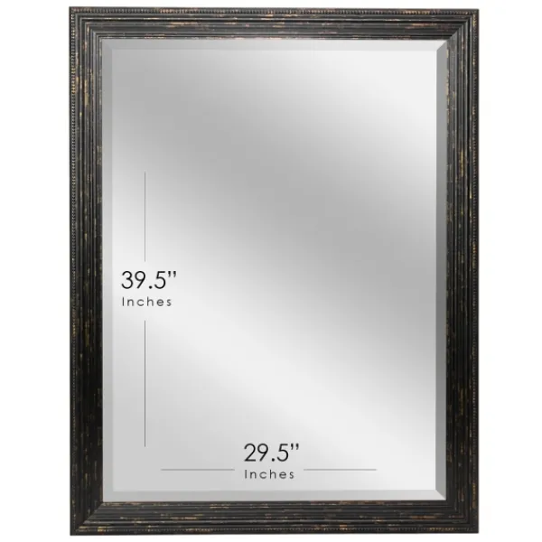 Framed Mirrors-Kirkland's Home Black Beaded Frame Beveled Vanity Wall Mirror