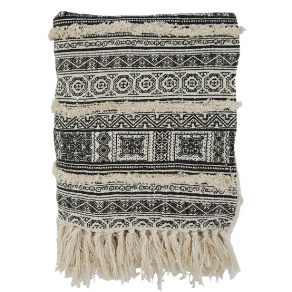 Blankets & Throws-Kirkland's Home Black Beige Block Print Throw Blanket Black/Tan