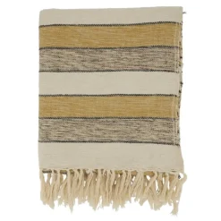 Blankets & Throws-Kirkland's Home Black Beige With Fringe Throw Blanket Yellow