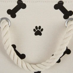 Baskets & Boxes-Kirkland's Home Black Bone And Paw Print Rectangle Pet Basket Black/White