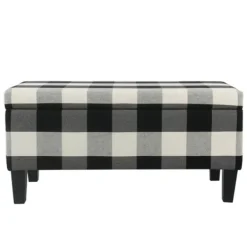 Benches & Ottomans-Kirkland's Home Black Buffalo Check Storage Bench Black/White