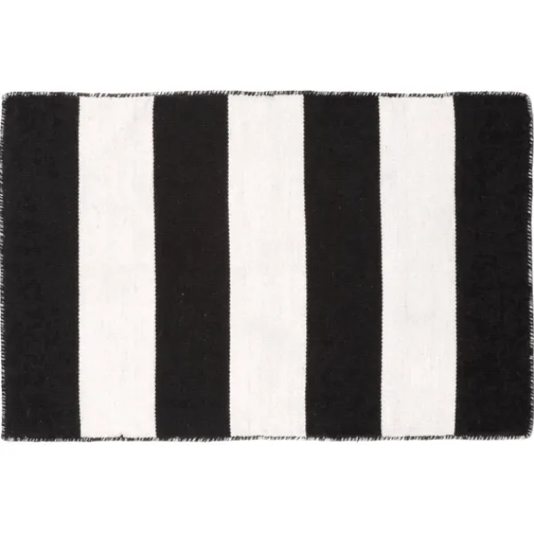 Outdoor Rugs-Kirkland's Home Black Cabana Stripe Indoor/Outdoor Scatter Rug Black/White