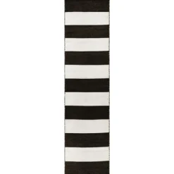 Outdoor Rugs-Kirkland's Home Black Cabana Stripe Indoor/Outdoor Runner, 2X8 Black/White