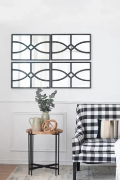 Decorative Mirrors-Kirkland's Home Black Carved Wooden Frame Wall Mirrors, Set Of 2