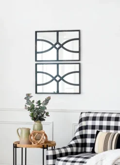 Decorative Mirrors-Kirkland's Home Black Carved Wooden Frame Wall Mirrors, Set Of 2