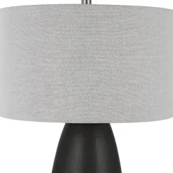 Table Lamps-Kirkland's Home Black Ceramic Gridline Table Lamp Gray