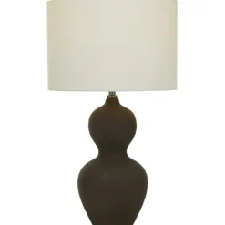 Table Lamps-Kirkland's Home Black Ceramic Hourglass Simple Large Table Lamp White