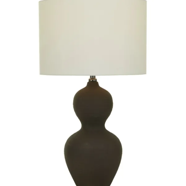 Table Lamps-Kirkland's Home Black Ceramic Hourglass Simple Large Table Lamp White