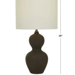 Table Lamps-Kirkland's Home Black Ceramic Hourglass Simple Large Table Lamp White