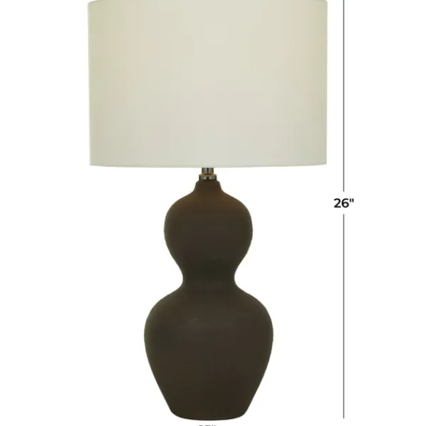 Table Lamps-Kirkland's Home Black Ceramic Hourglass Simple Large Table Lamp White