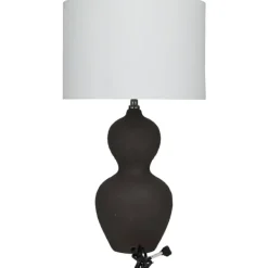Table Lamps-Kirkland's Home Black Ceramic Hourglass Simple Large Table Lamp White