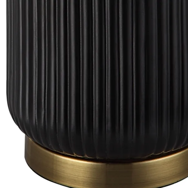 Table Lamps-Kirkland's Home Black Ceramic Ribbed Table Lamp White