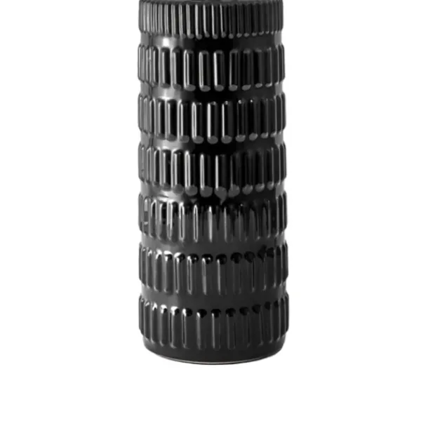 Table Lamps-Kirkland's Home Black Ceramic Stacked Lines Table Lamp White