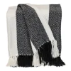Blankets & Throws-Kirkland's Home Black Chalet Striped Fringe Throw Black/White
