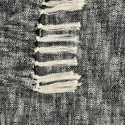 Blankets & Throws-Kirkland's Home Black Chambray Fringe Throw Black/White
