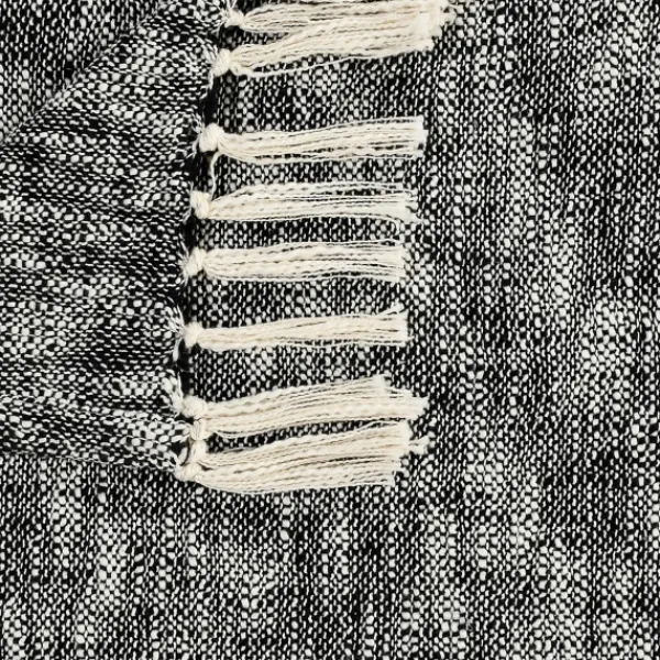 Blankets & Throws-Kirkland's Home Black Chambray Fringe Throw Black/White