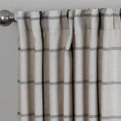 Curtains & Drapes-Kirkland's Home Black Checkered Single Curtain Panel, 84 In. Black/Tan