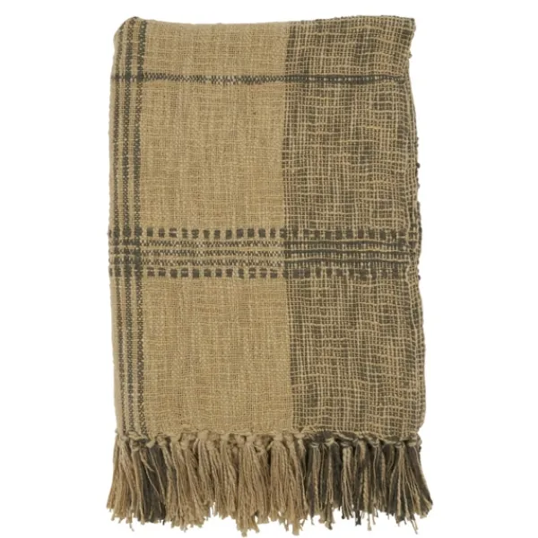 Blankets & Throws-Kirkland's Home Black Cotton Plaid Oaker Throw Blanket Black/Brown