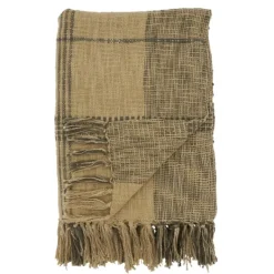 Blankets & Throws-Kirkland's Home Black Cotton Plaid Oaker Throw Blanket Black/Brown