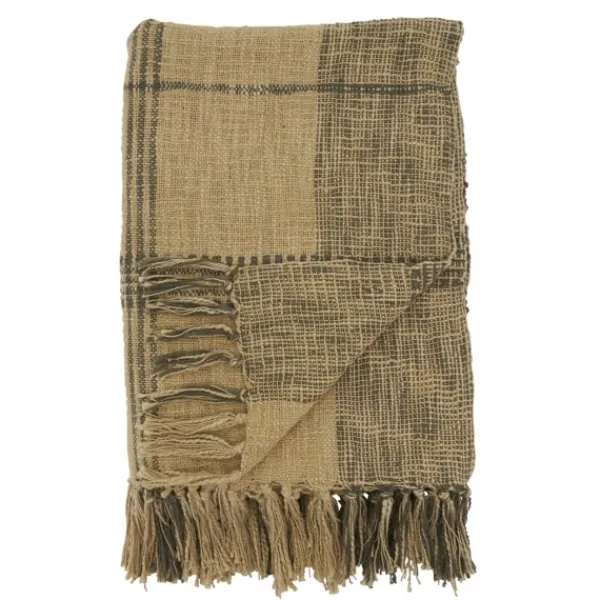 Blankets & Throws-Kirkland's Home Black Cotton Plaid Oaker Throw Blanket Black/Brown