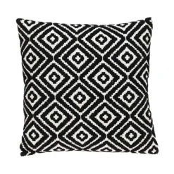 Pillows-Kirkland's Home Black Diamond Cotton Throw Pillow Black/White