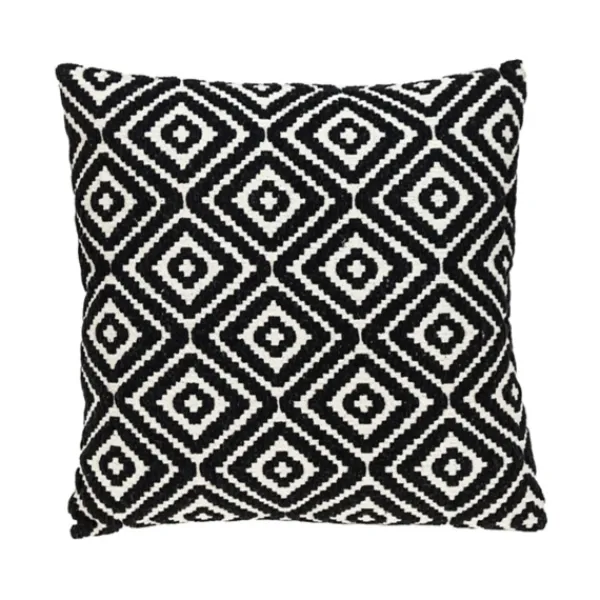 Pillows-Kirkland's Home Black Diamond Cotton Throw Pillow Black/White